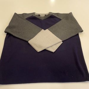 Pineapple Connection Color Block Sweater in Navy, Gray and Tan - Large